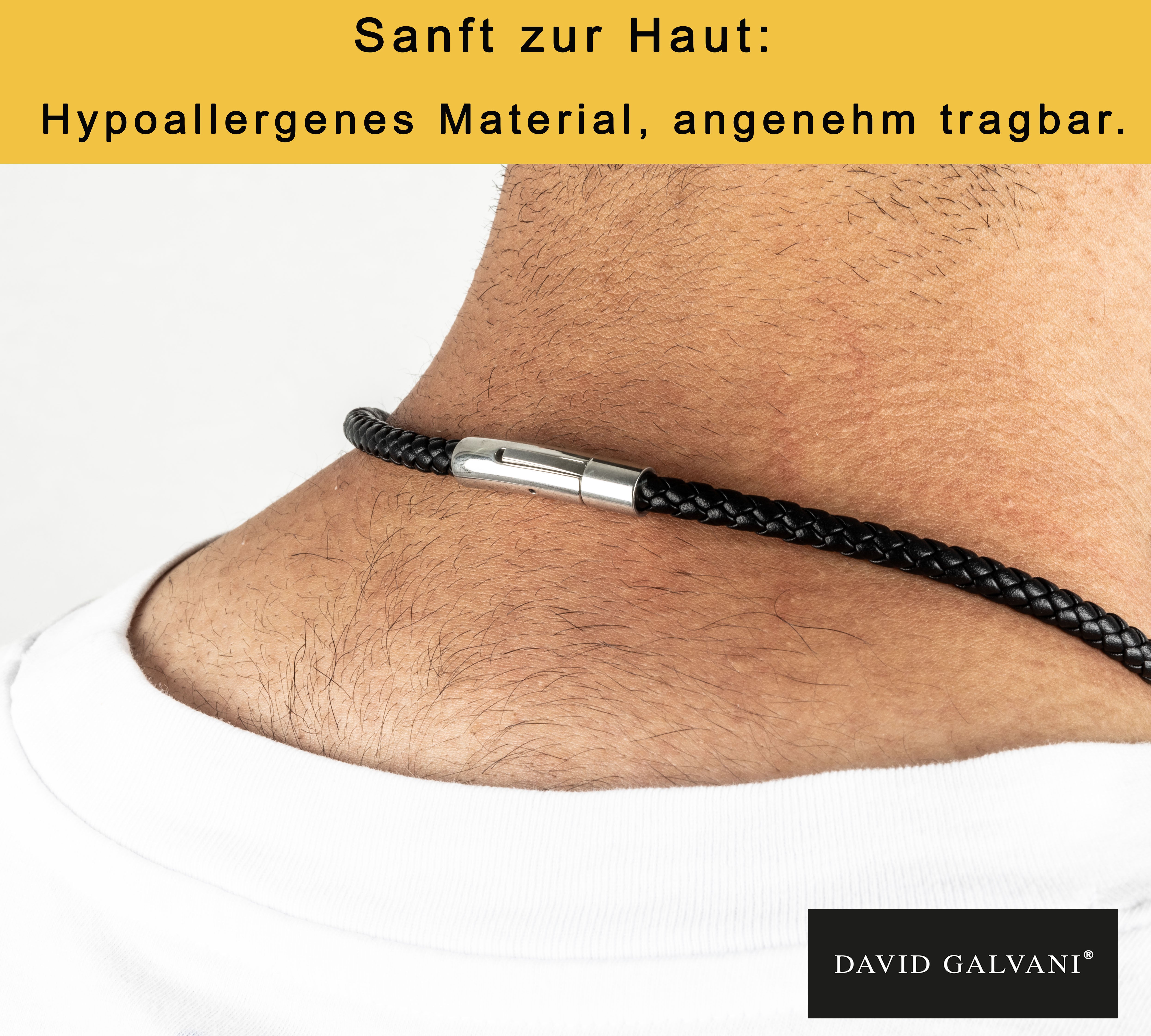 Schwarze Herren-Lederkette mit Edelstahl-Beads | Geflochten & Stilvoll