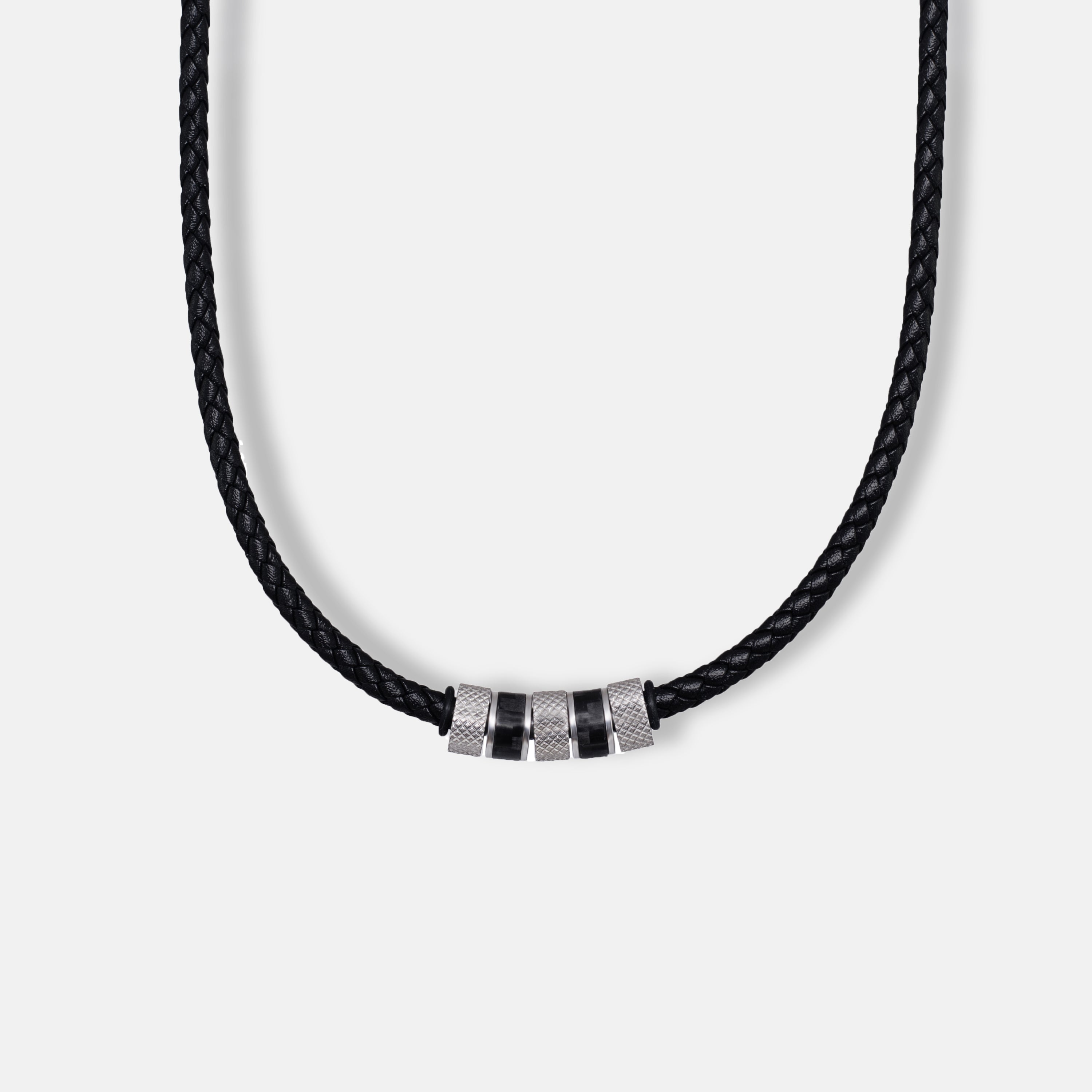 Exklusive Herren-Lederkette aus Rindsleder mit Edelstahl-Beads – Handgefertigte Eleganz