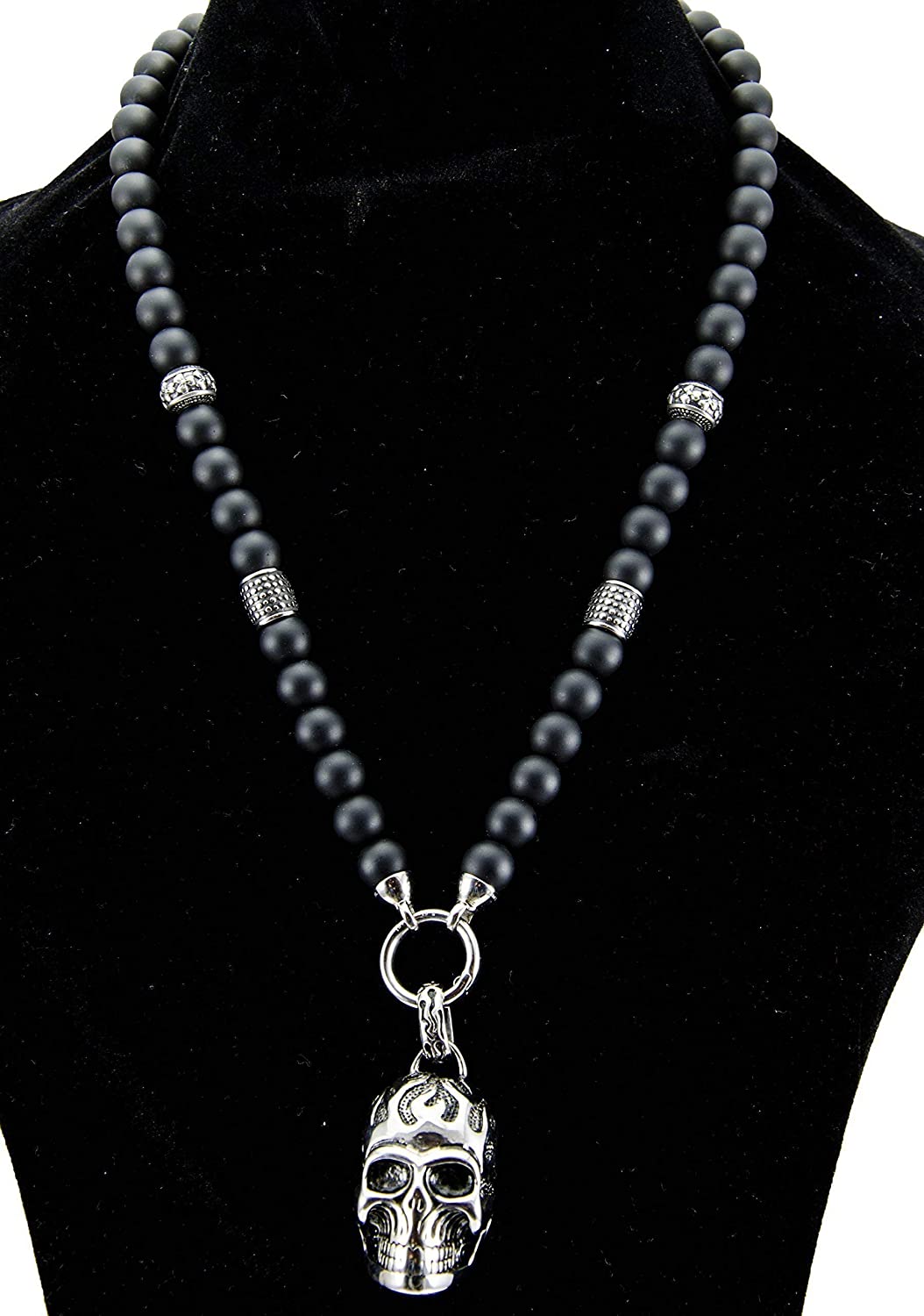 Perlenkette - Onyx 10mm Edelstahl Elemente
