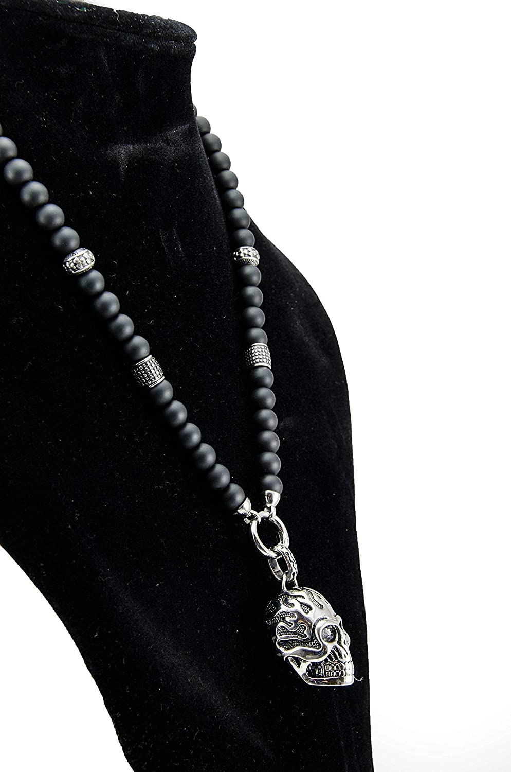 Perlenkette - Onyx 10mm Edelstahl Elemente