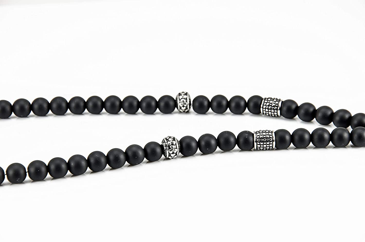 Perlenkette - Onyx 10mm Edelstahl Elemente