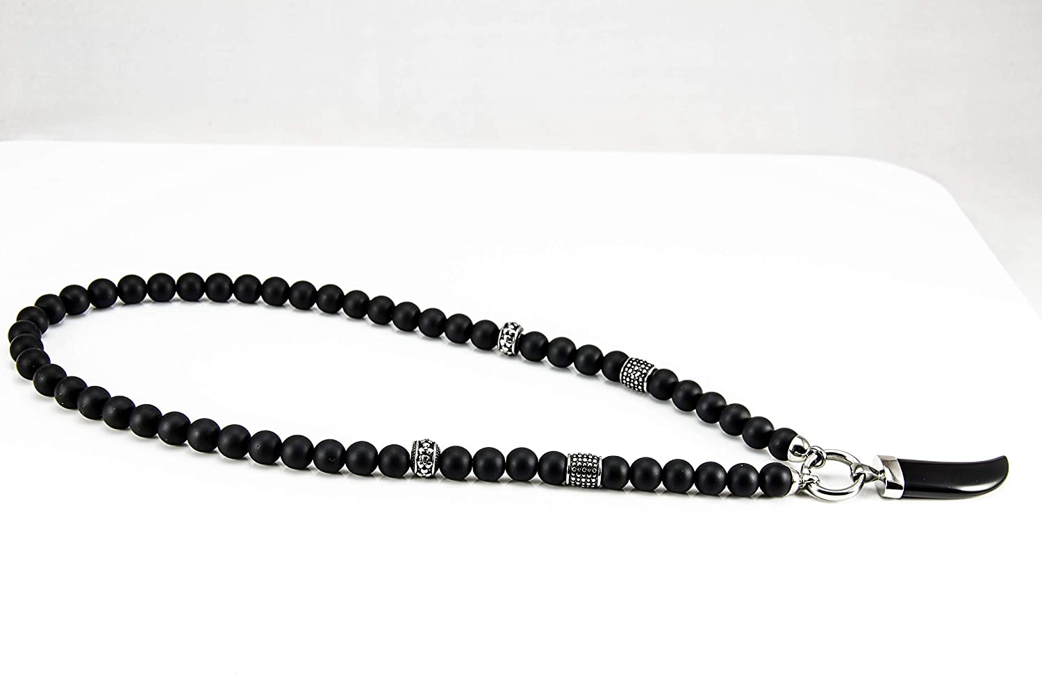 Perlenkette - Onyx 10mm Edelstahl Elemente
