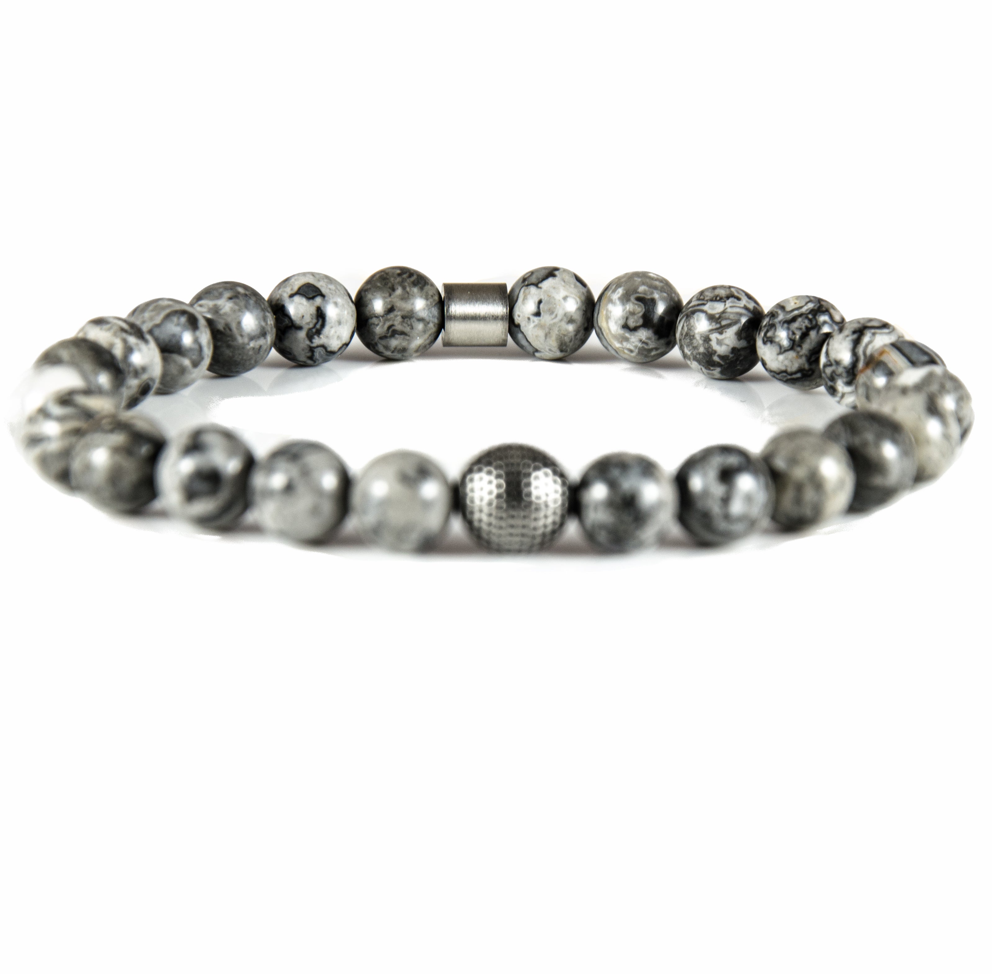 Perlenarmband Natural Landscape Jaspis Stein mit Edelstahl Beads