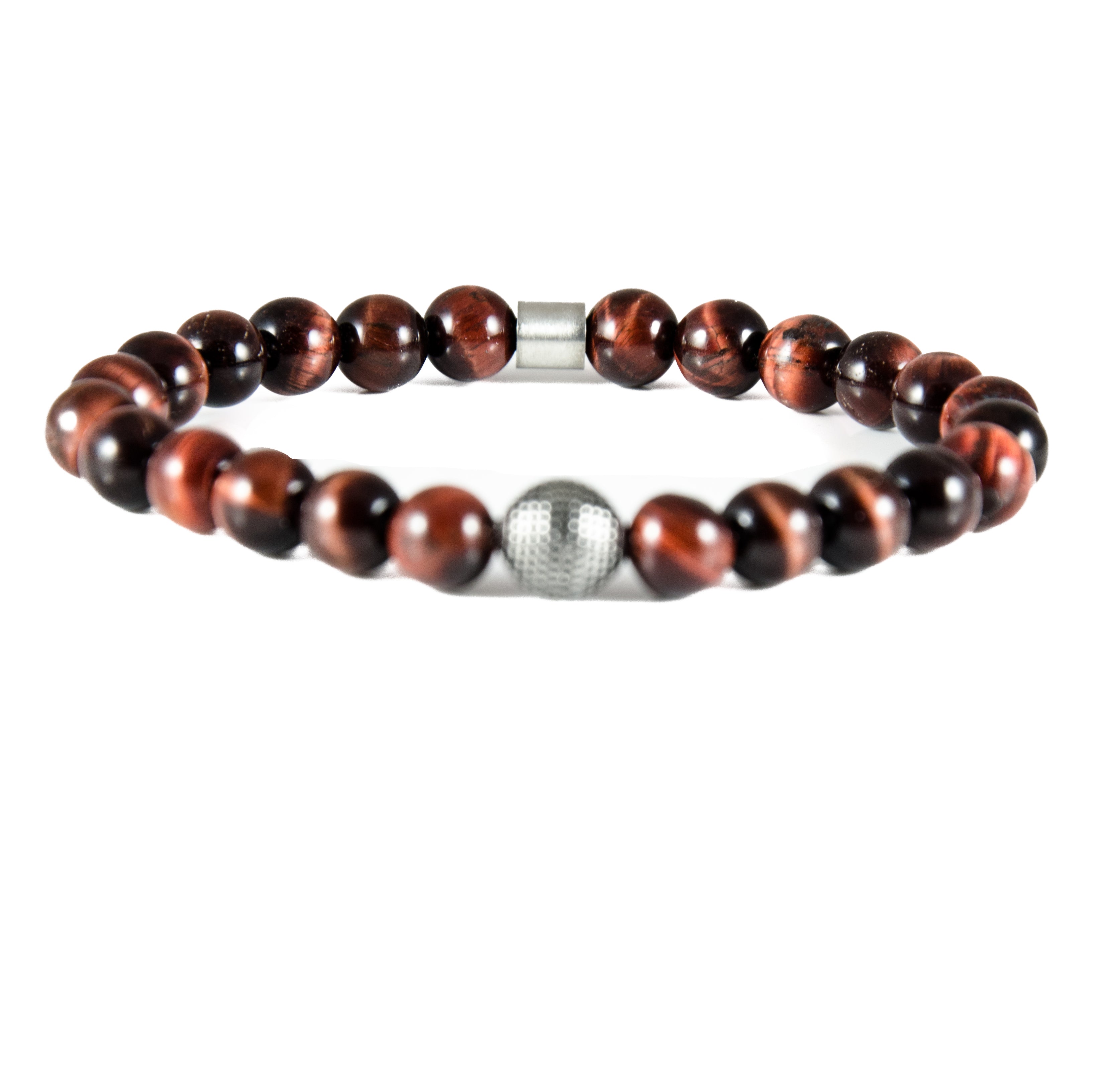 Perlenarmband Rotes Tigerauge mit Edelstahl Bead