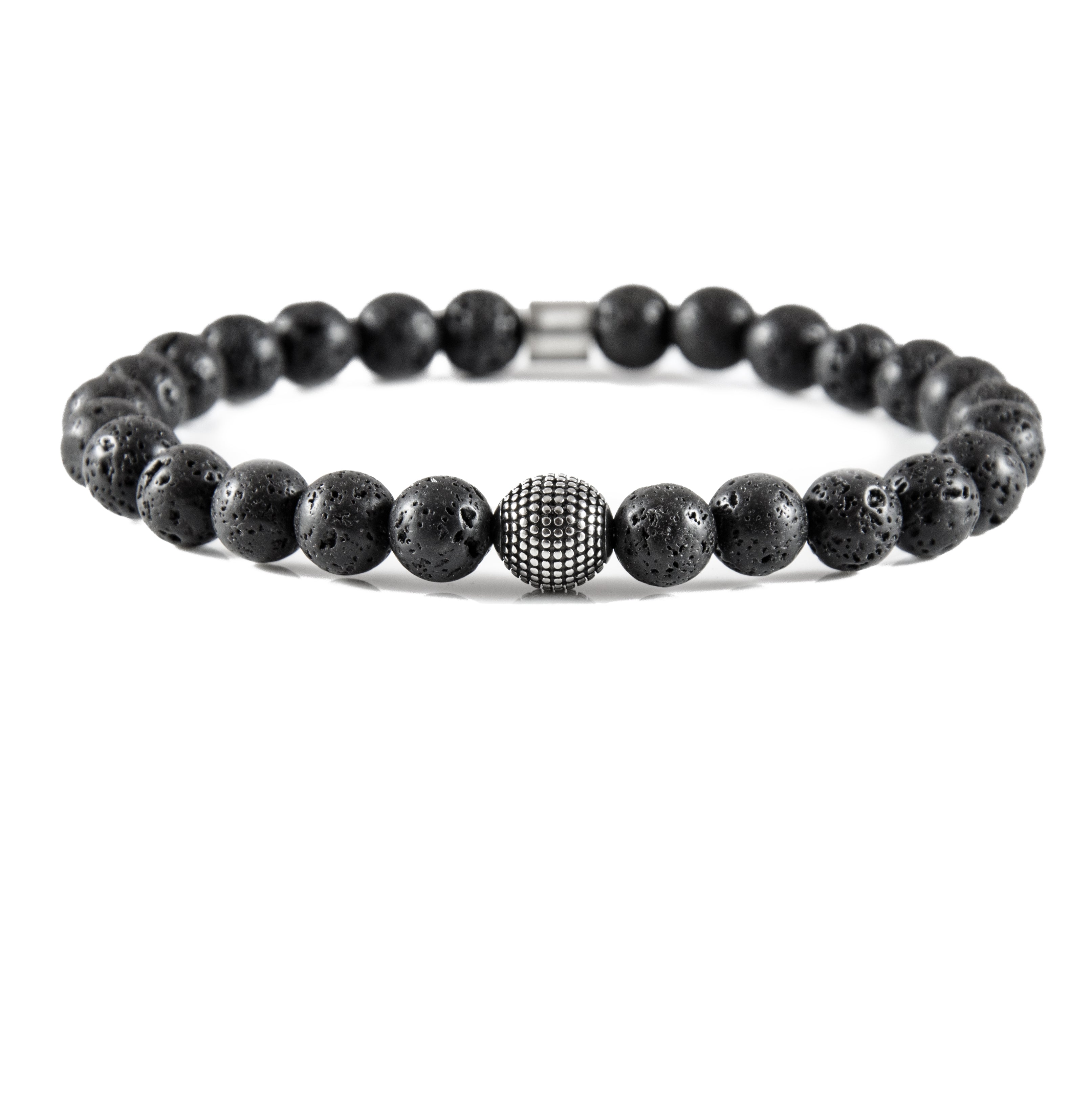 Perlenarmband Lava Stein mit Edelstahl Bead