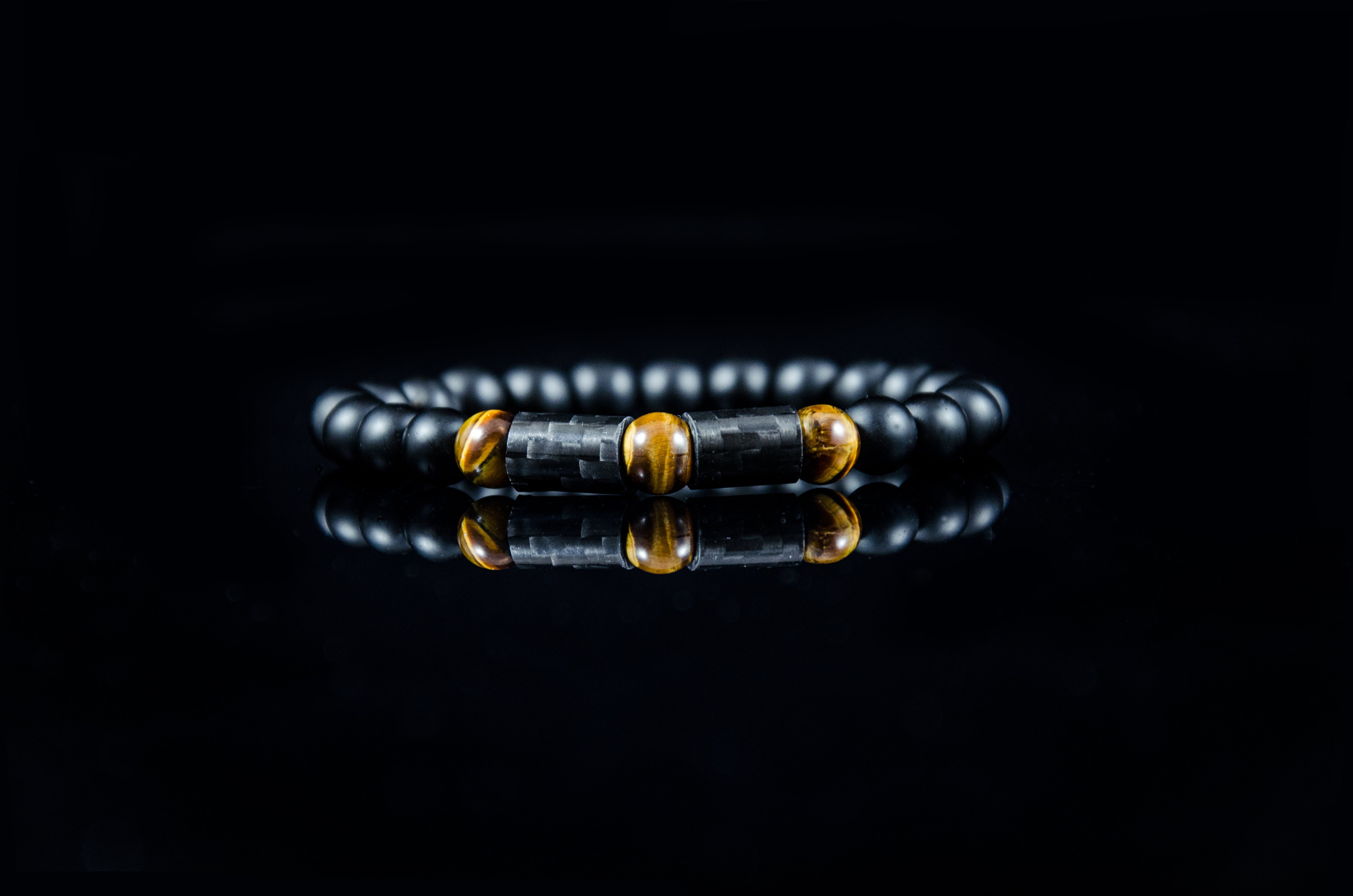 Perlenarmband Carbon Fiber Kohlenstoff Onyx Armband