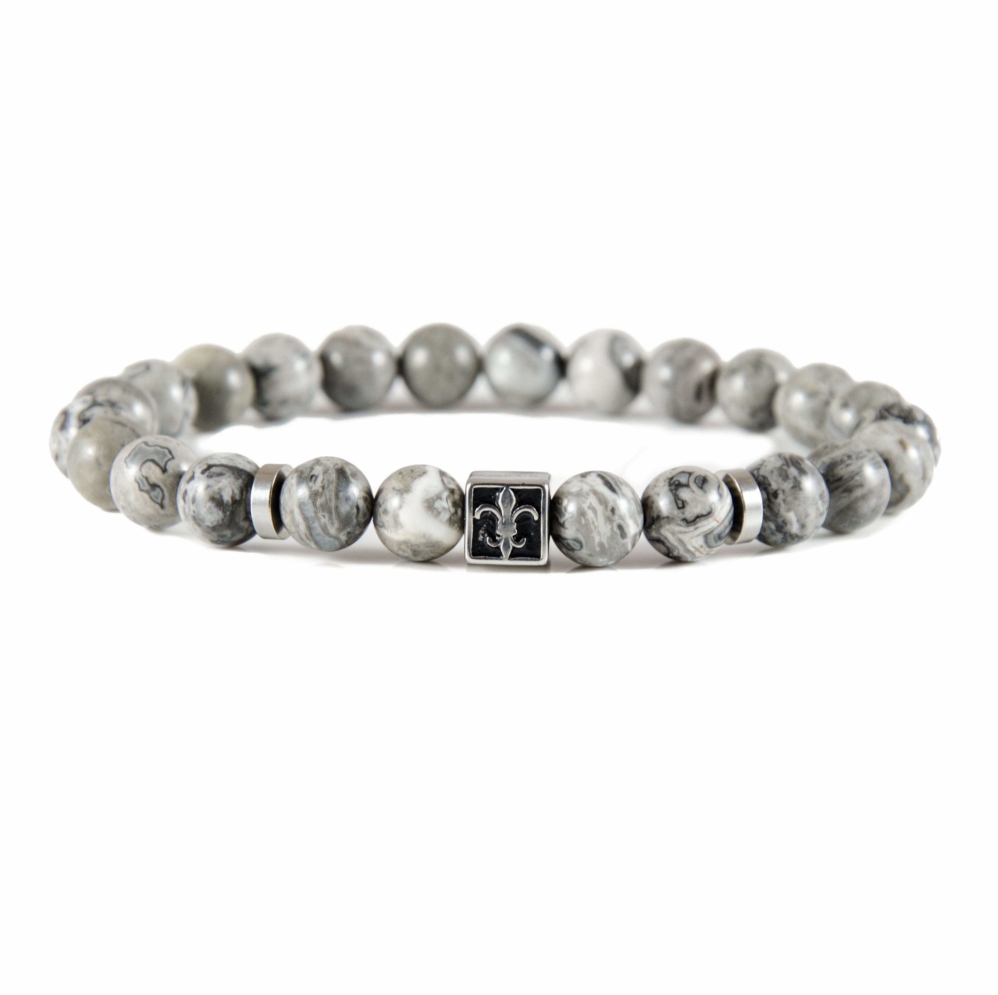 Perlenarmband Jaspis Edelstahl Steine Armband Schmuck Herren