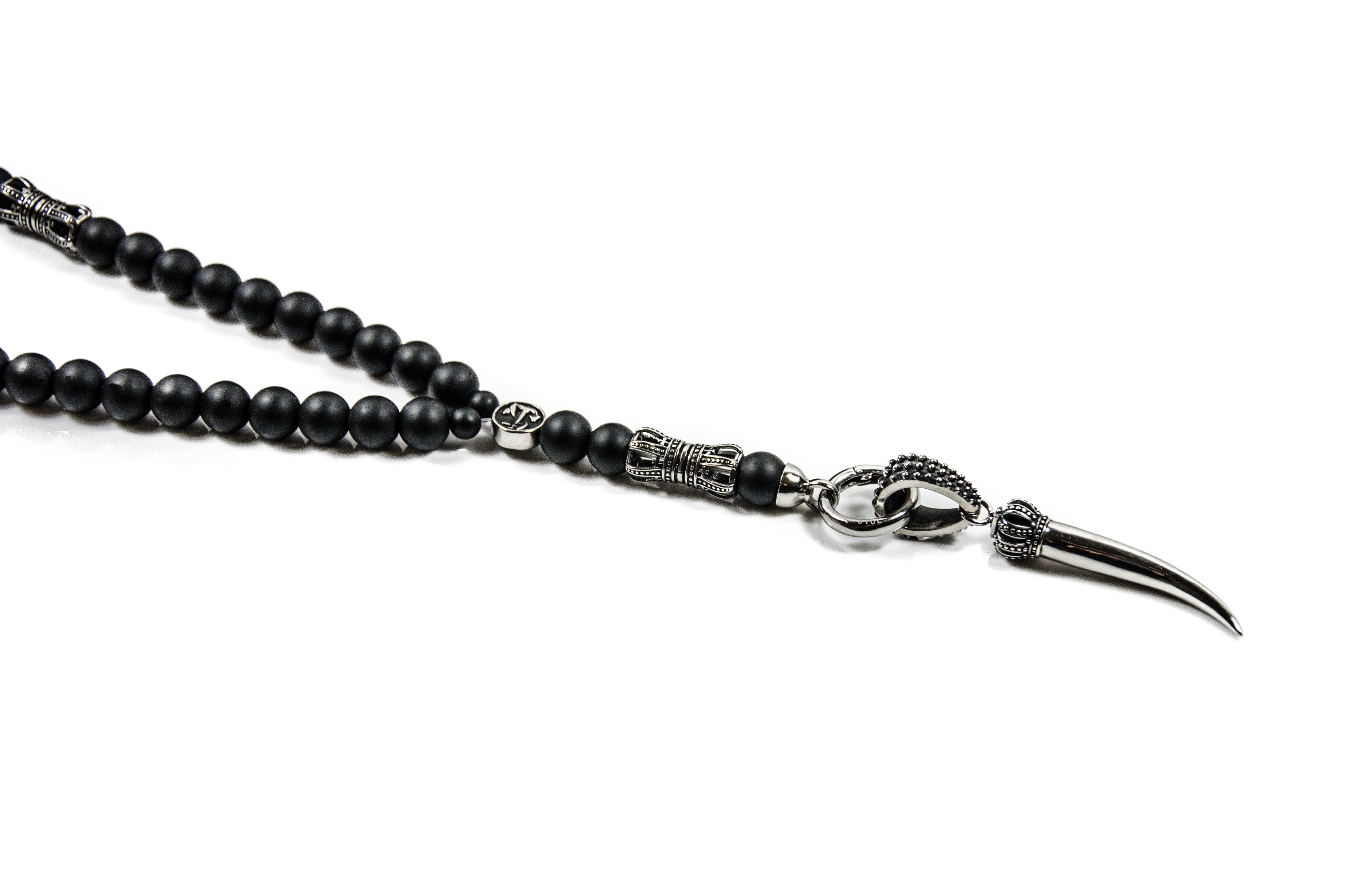 Herren Onyx Perlenkette Schwarz mit Edelstahl – Exklusiver Schmuck für Männer