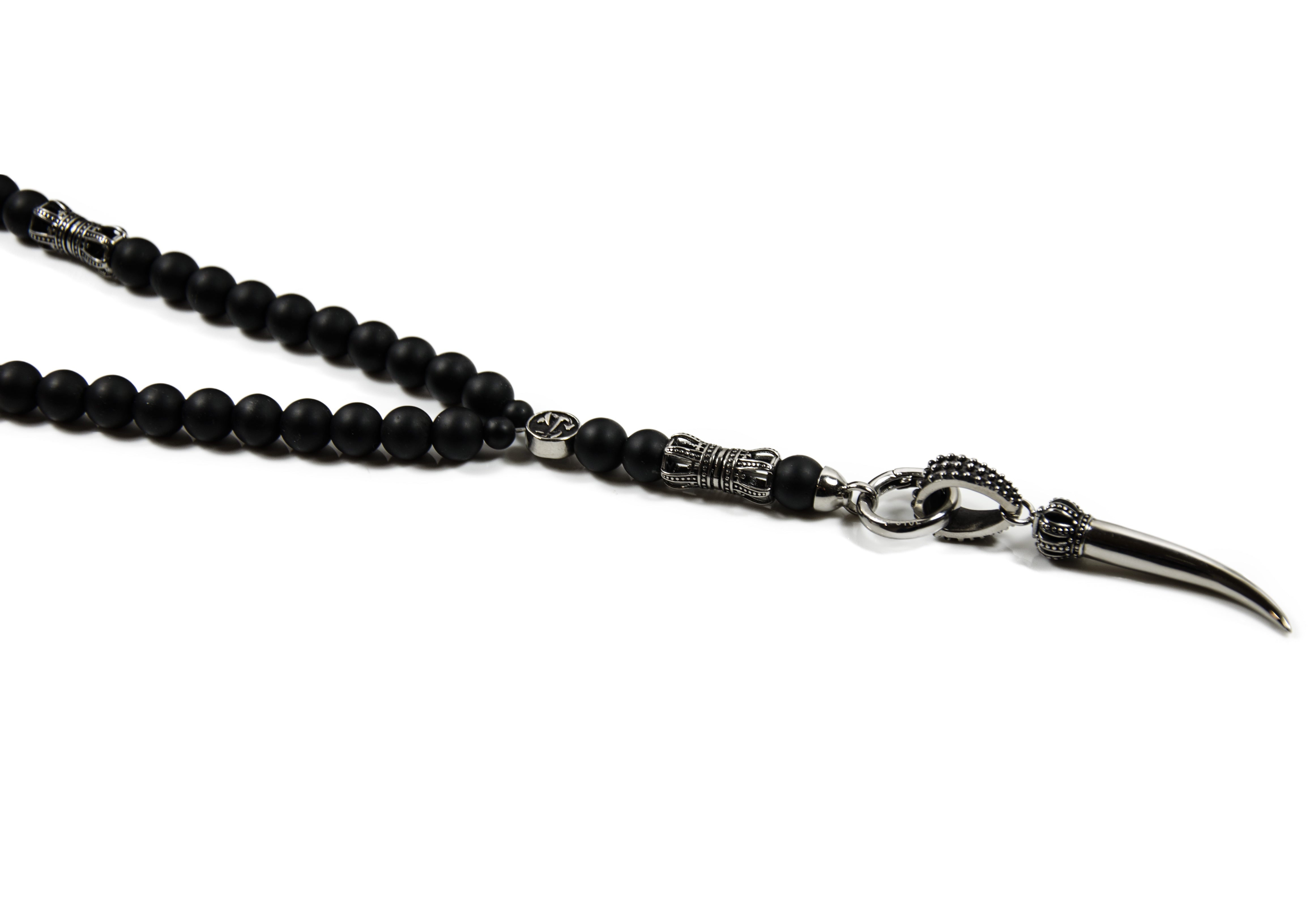 Herren Onyx Perlenkette Schwarz mit Edelstahl – Exklusiver Schmuck für Männer