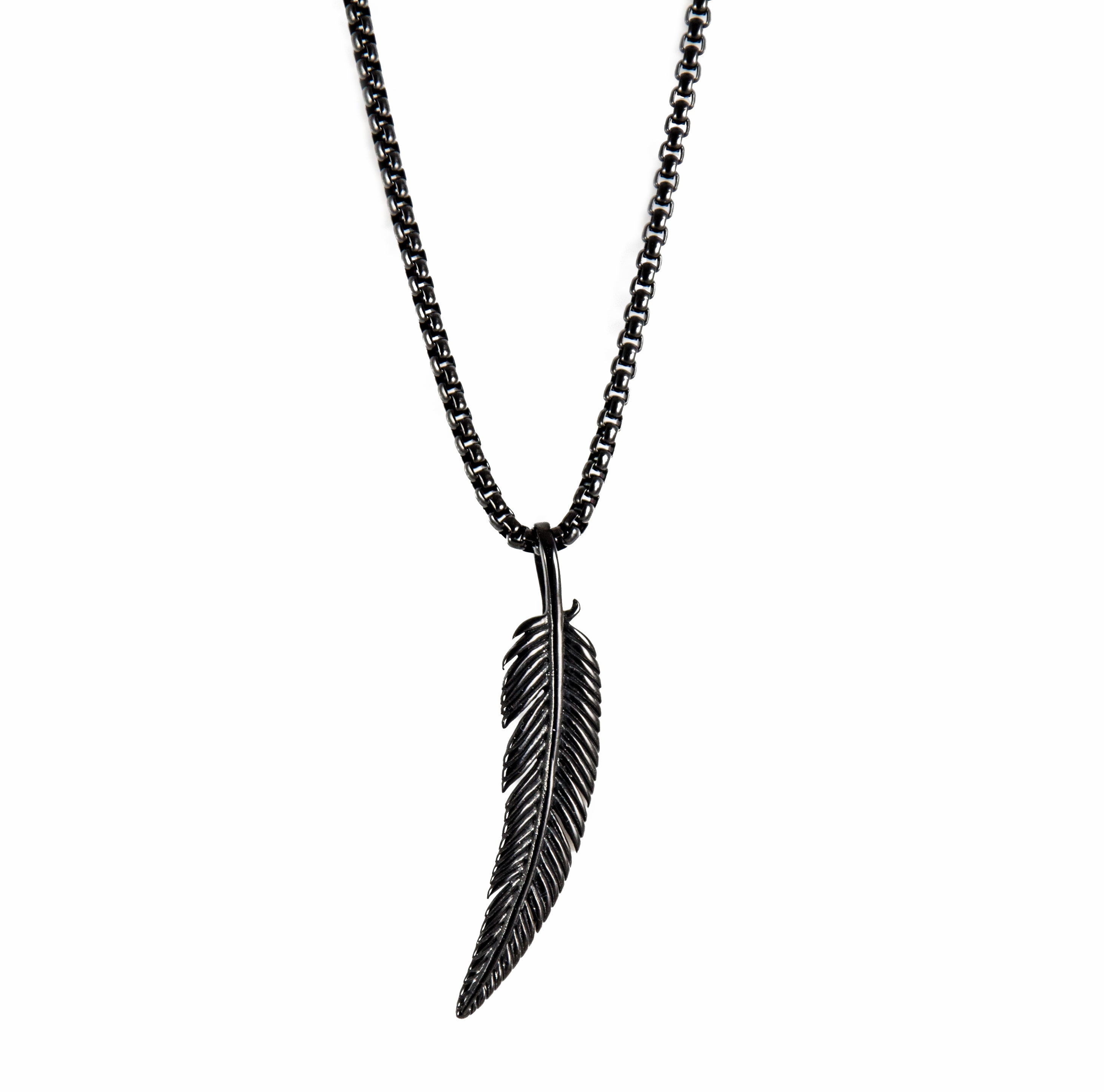 Edelstahlkette Schwarz 3mm - Feder