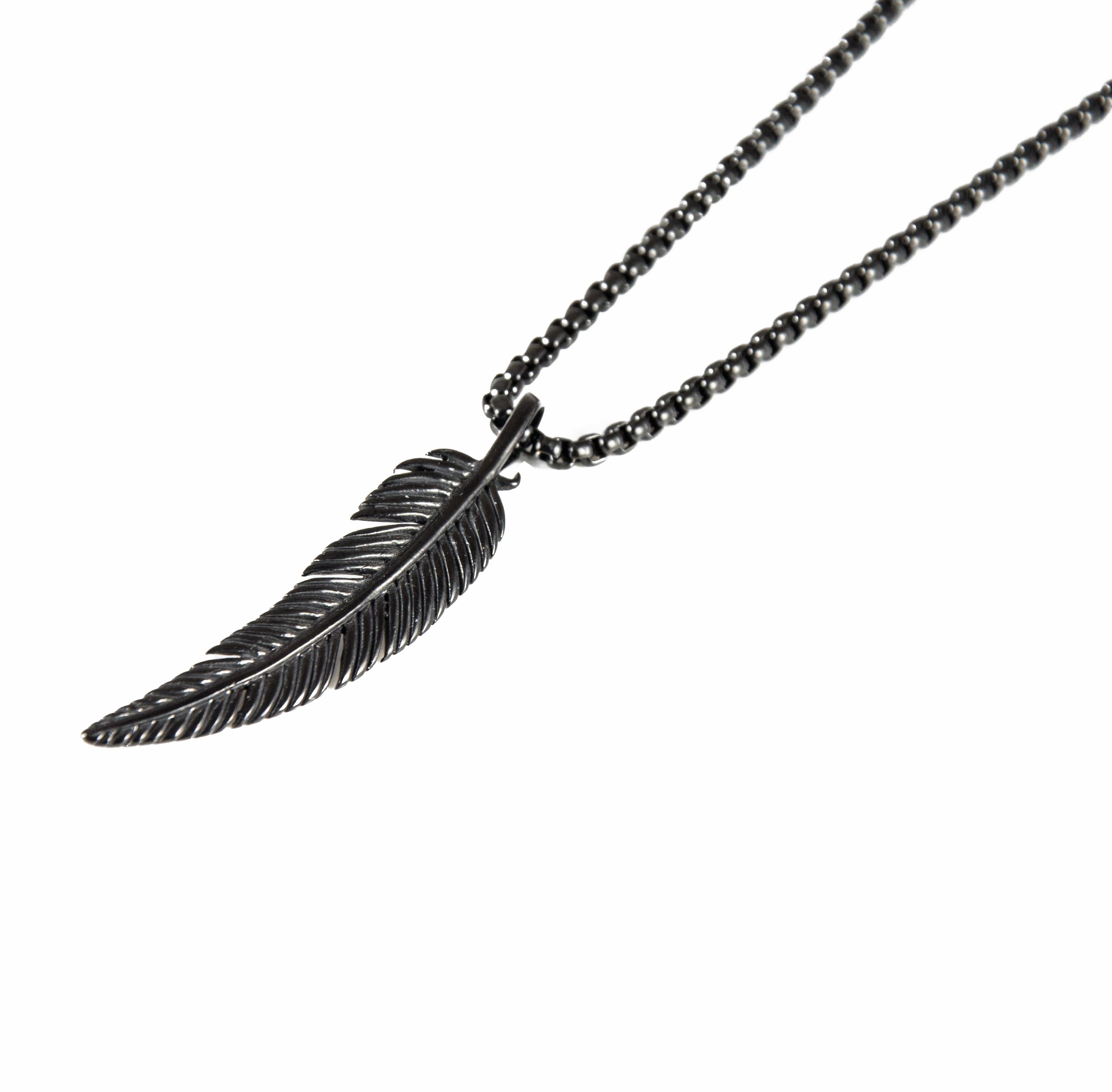 Edelstahlkette Schwarz 3mm - Feder