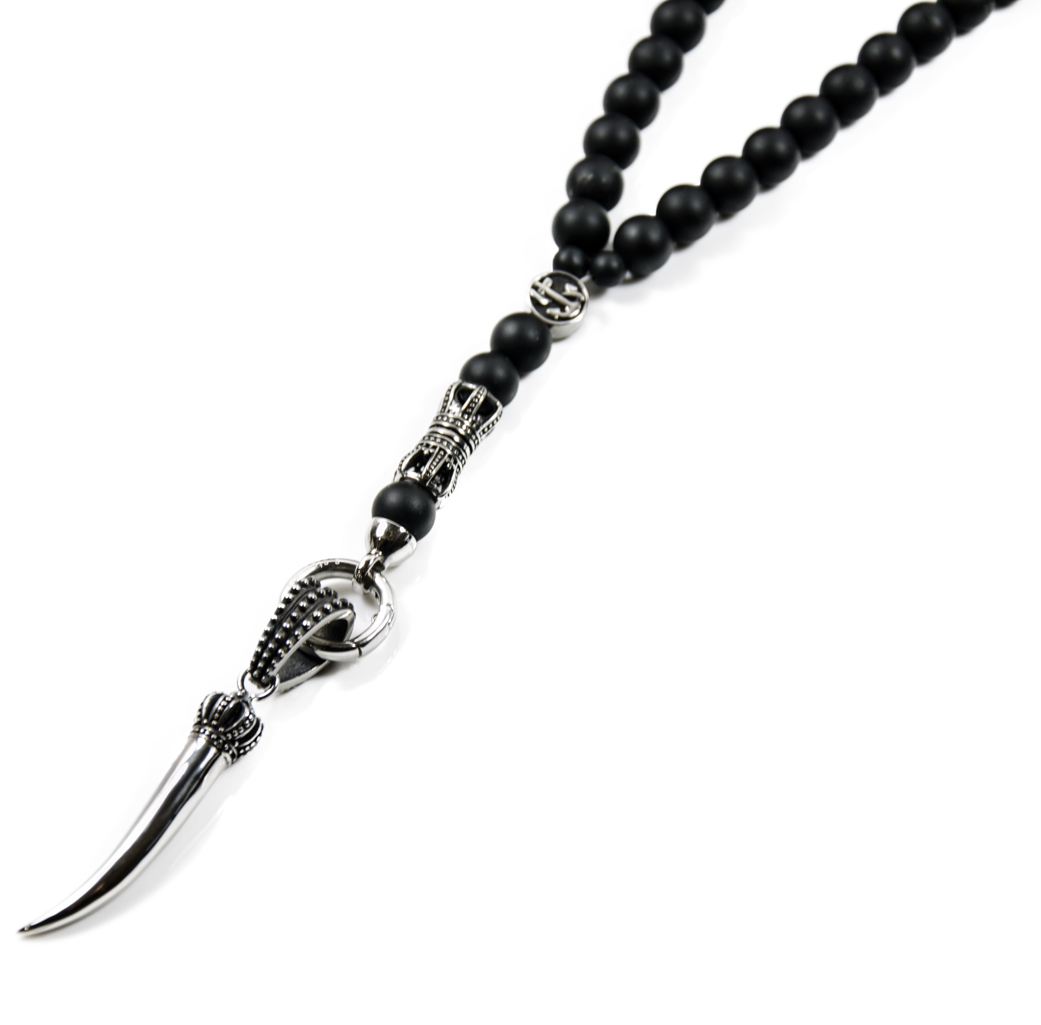 Herren Onyx Perlenkette Schwarz mit Edelstahl – Exklusiver Schmuck für Männer