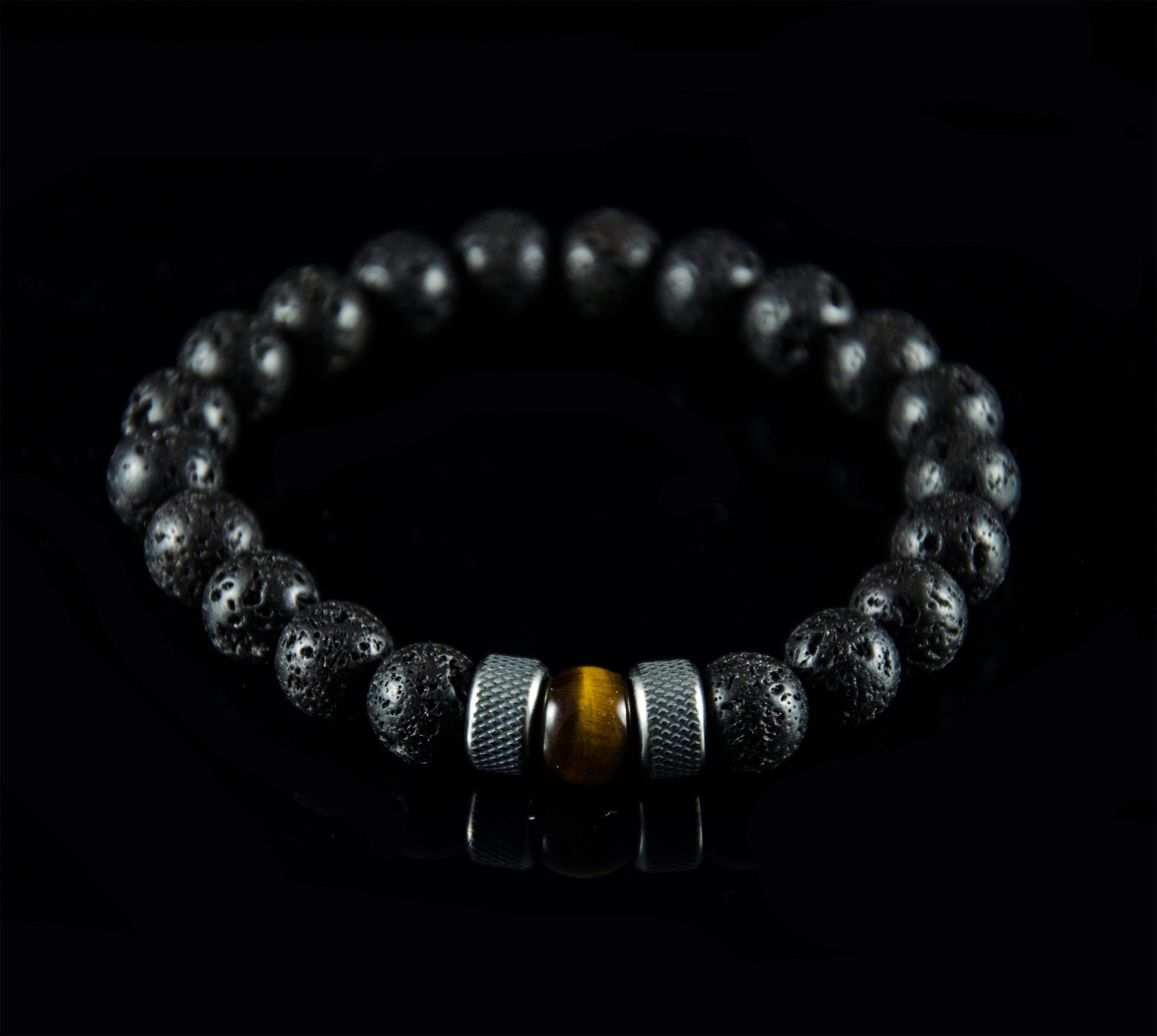 Exklusives Lava Perlenarmband mit Edelstahl Beads - Eleganter Schmuck für zeitlose Stilsicherheit