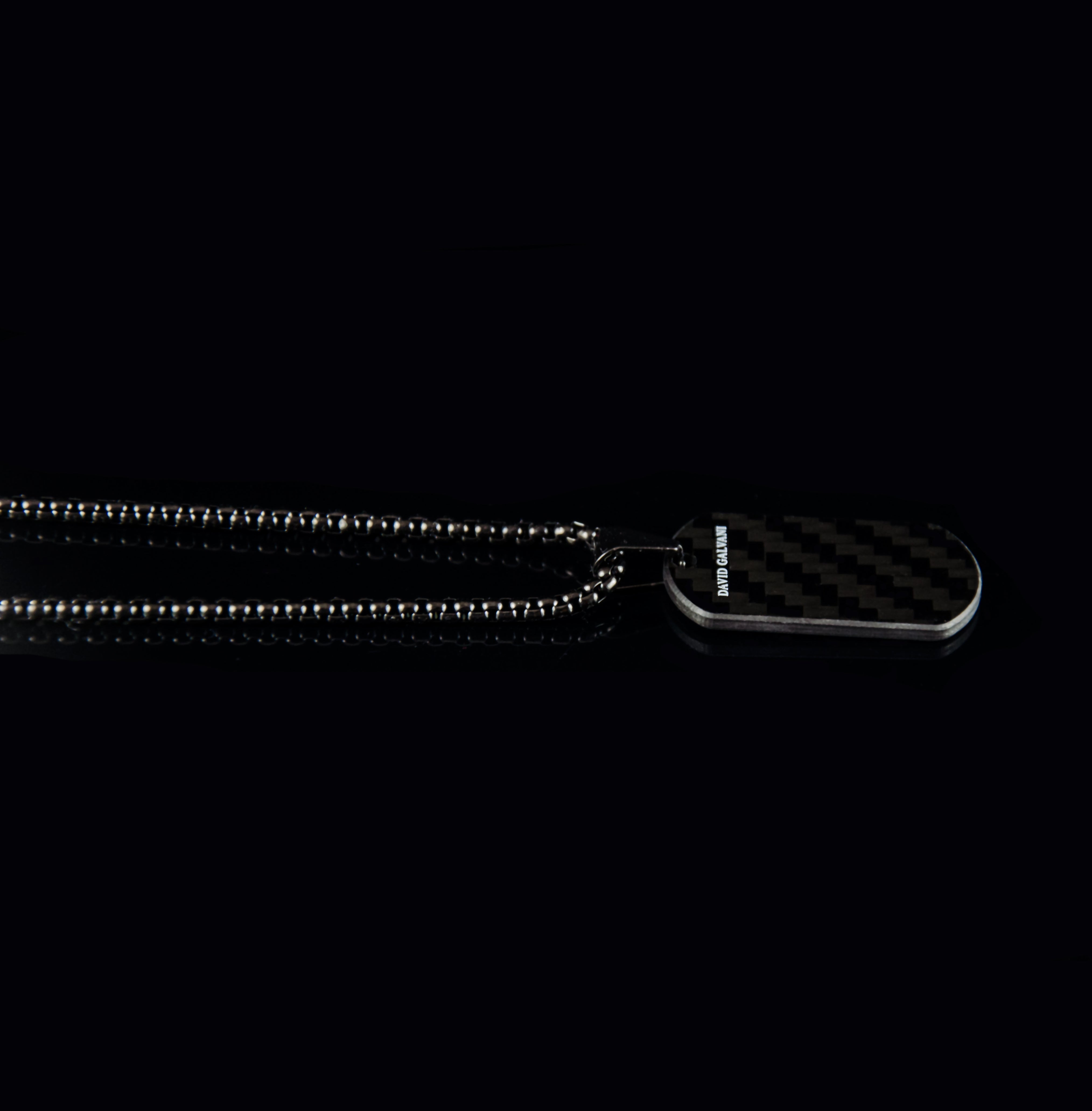 Carbon Dogtag - Edelstahlkette 3mm
