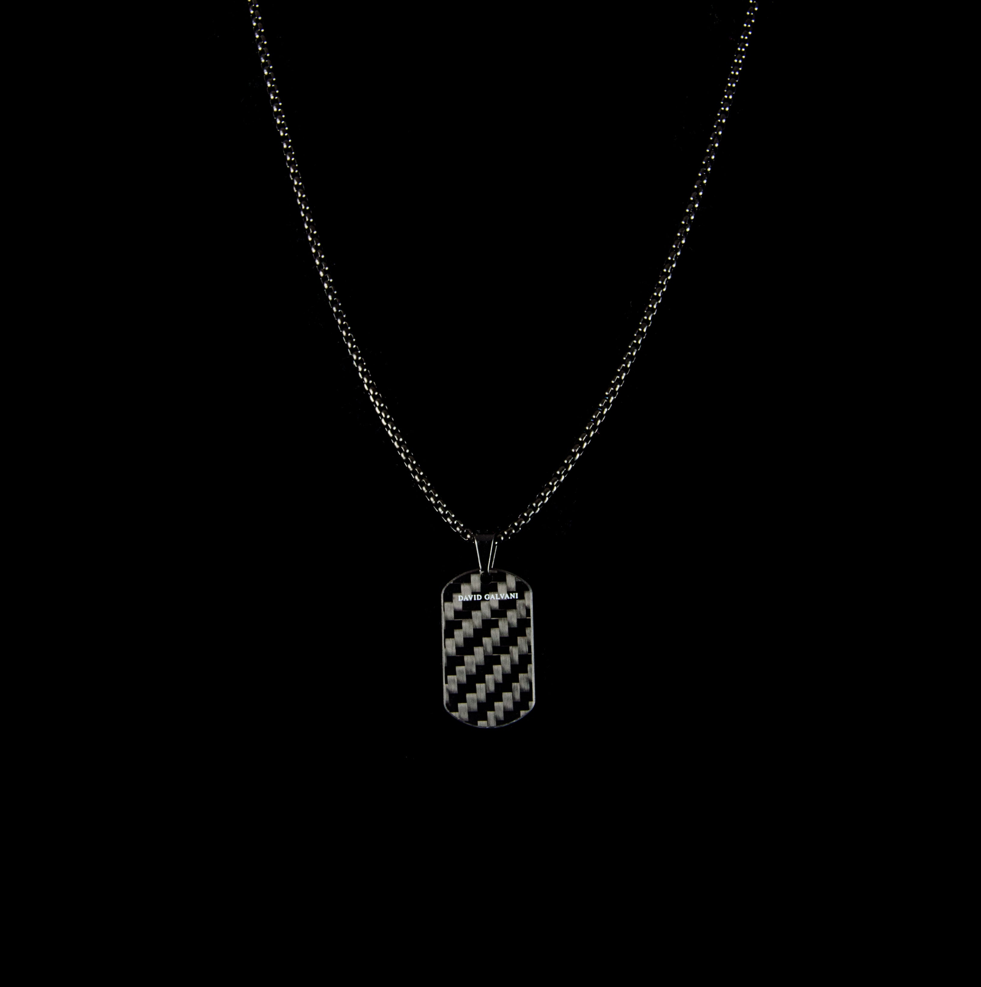 Carbon Dogtag - Edelstahlkette 3mm