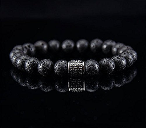 Perlenarmband Lava Steine mit Edelstahl Element Rocker Armband