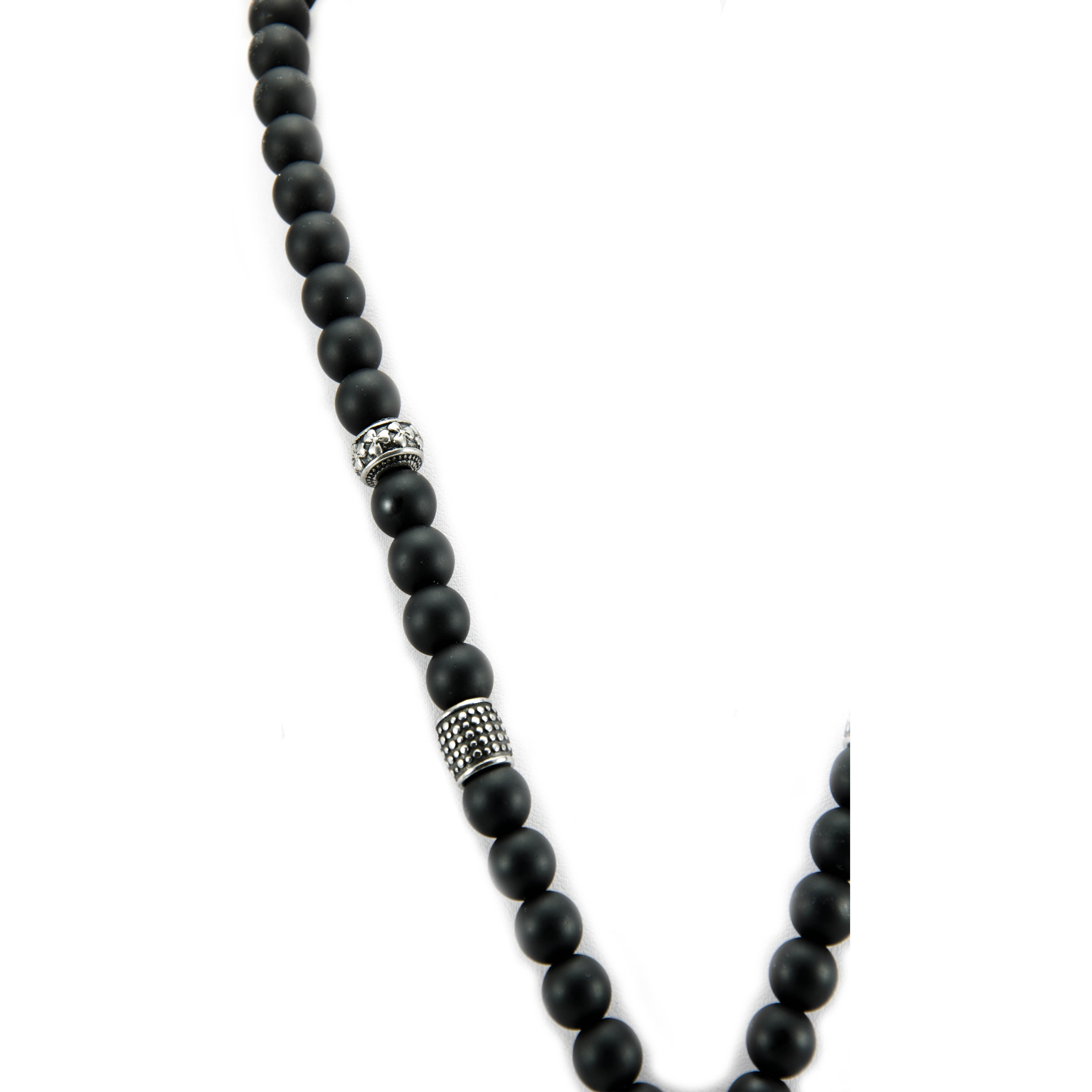 Perlenkette - Onyx 10mm Edelstahl Elemente