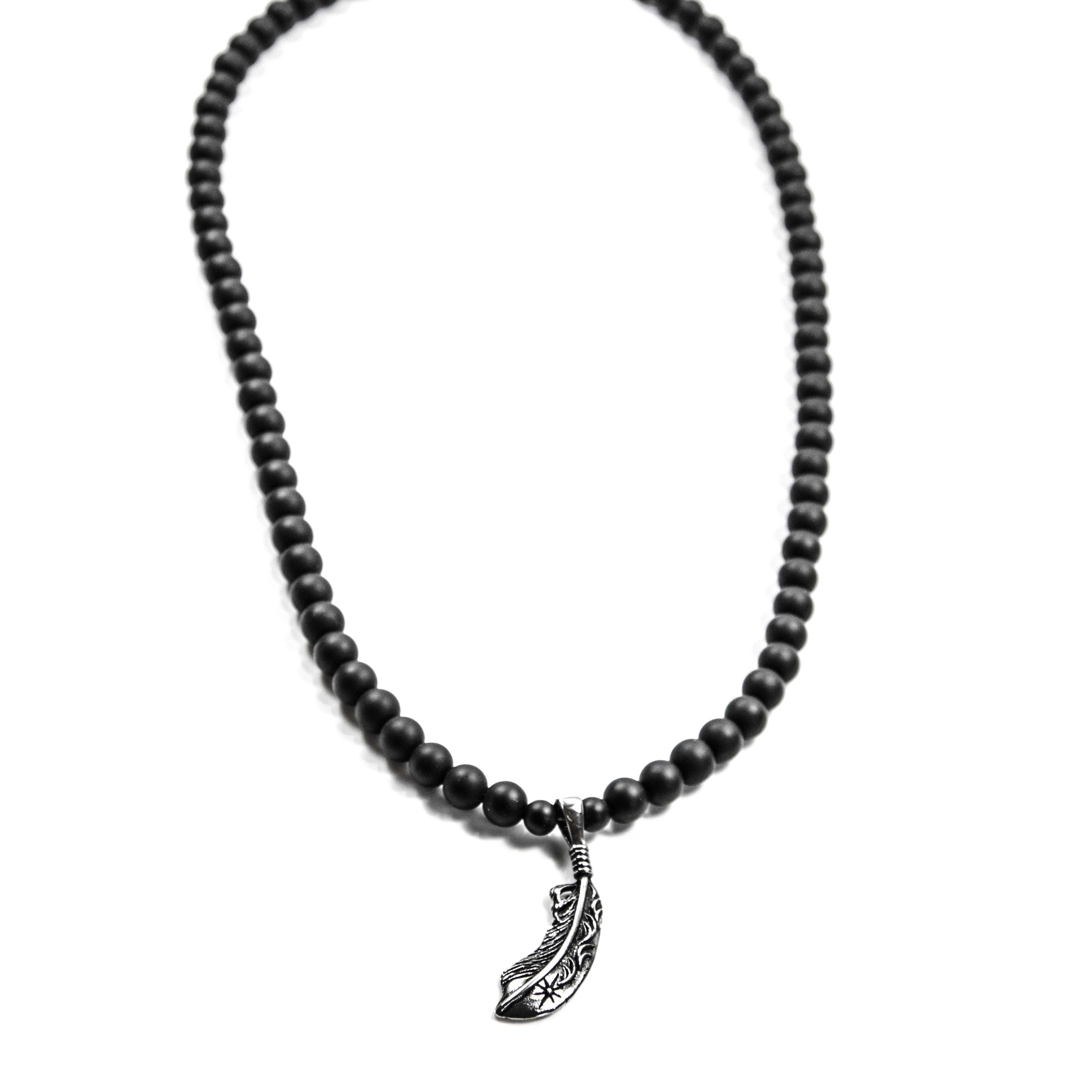 Perlenkette - Onyx 10mm Edelstahl Feder