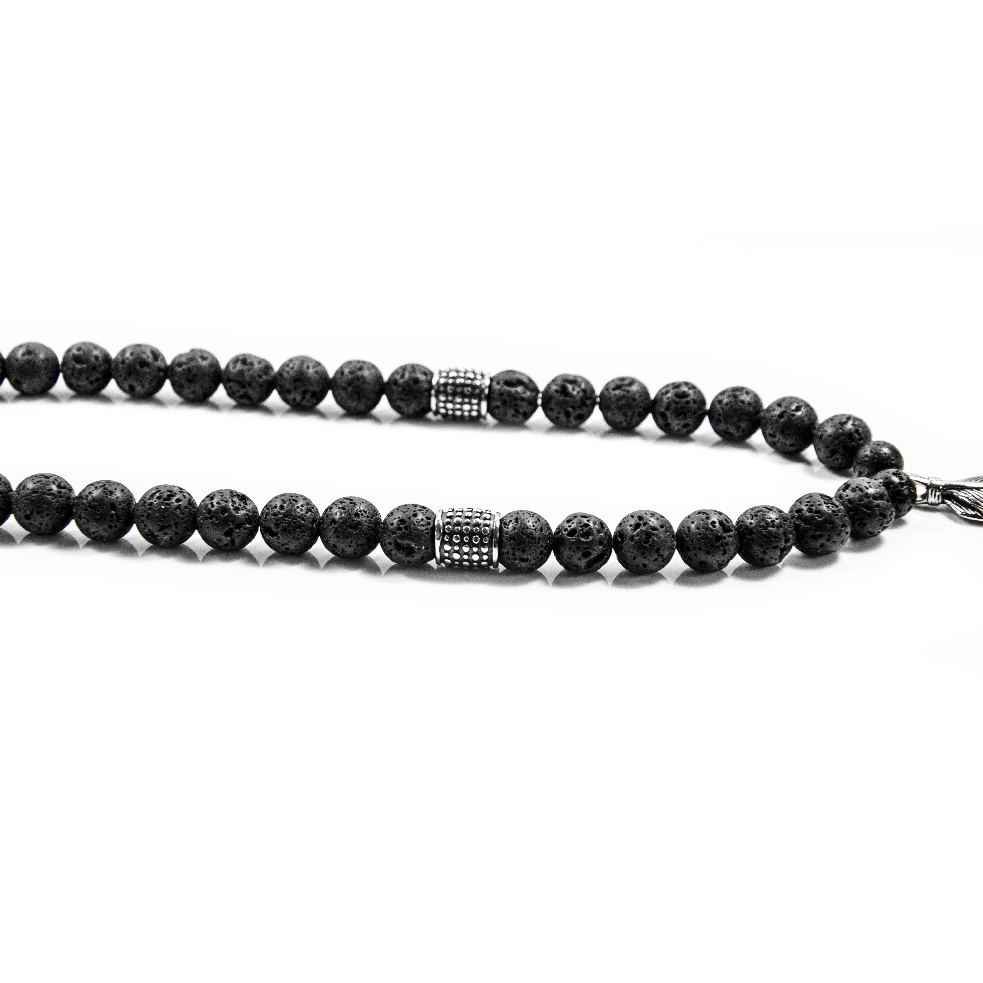 Perlenkette - Lava 10mm Edelstahl Feder