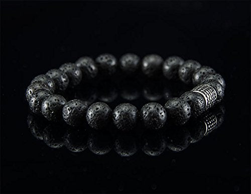 Perlenarmband Lava Steine mit Edelstahl Element Rocker Armband