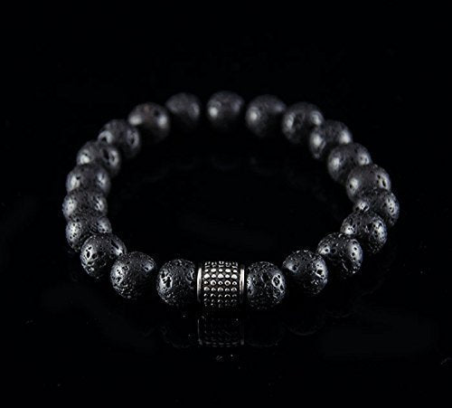 Perlenarmband Lava Steine mit Edelstahl Element Rocker Armband