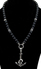 Perlenkette - Onyx 10mm Edelstahl Elemente