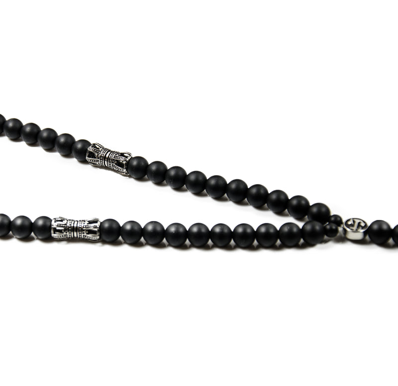 Herren Onyx Perlenkette Schwarz mit Edelstahl – Exklusiver Schmuck für Männer