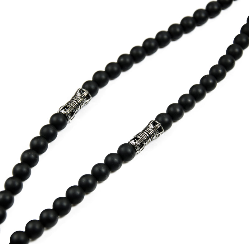 Herren Onyx Perlenkette Schwarz mit Edelstahl – Exklusiver Schmuck für Männer