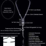 Y-Perlenkette mit Lava Steinen und goldenem Edelstahl Biker-Look
