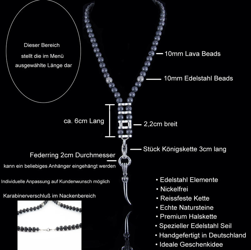 Y-Perlenkette mit weißen Howlith Steinen und Edelstahl Biker-Look