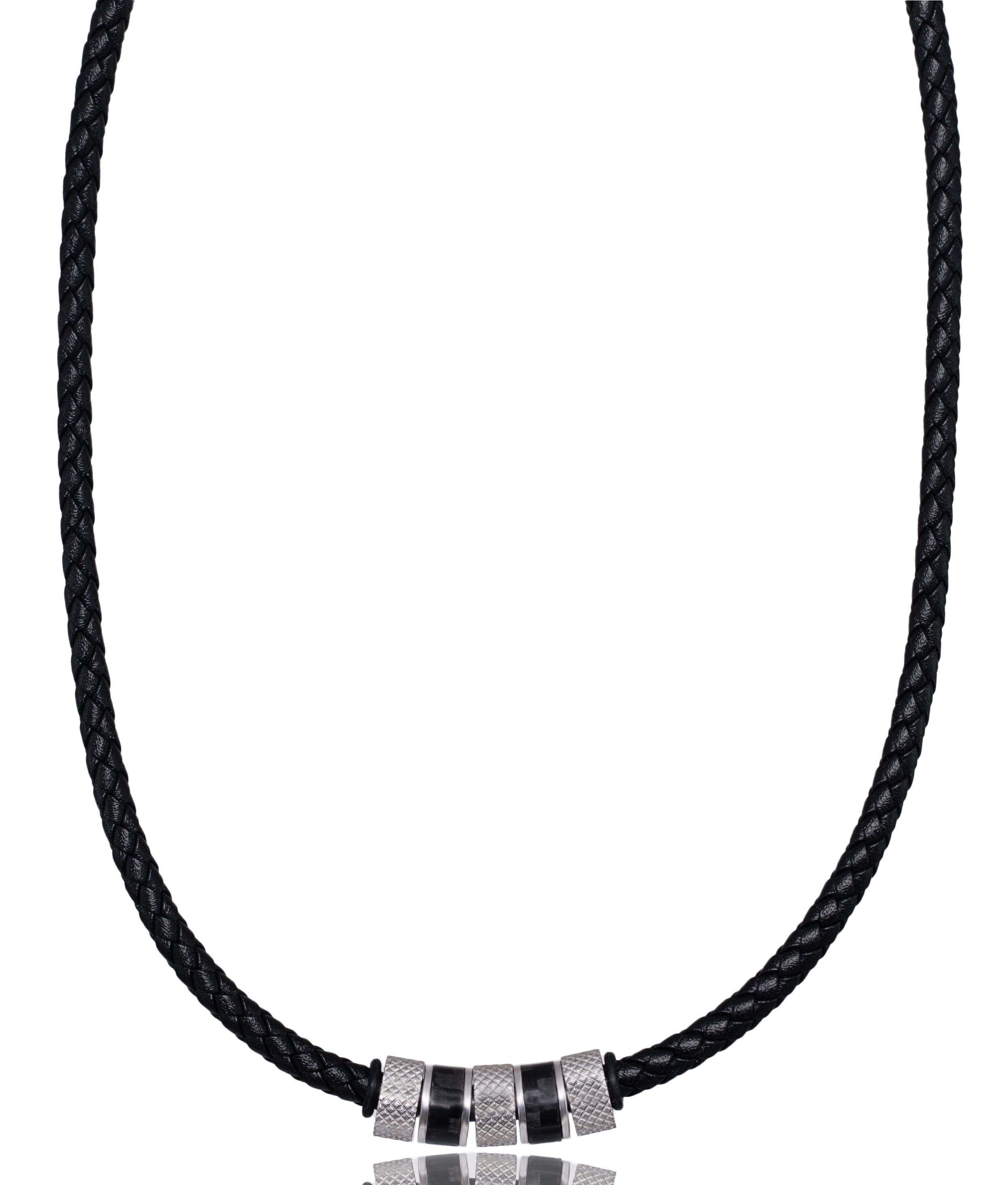Exklusive Herren-Lederkette aus Rindsleder mit Edelstahl-Beads – Handgefertigte Eleganz