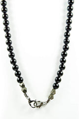 Perlenkette Onyx Steine mit Fangzahn aus Onyx