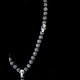 Y-Perlenkette - 10mm Lava und Totenkopf Elemente