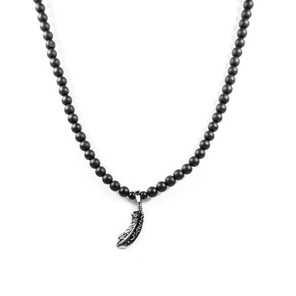 Perlenkette - Onyx 10mm Edelstahl Feder